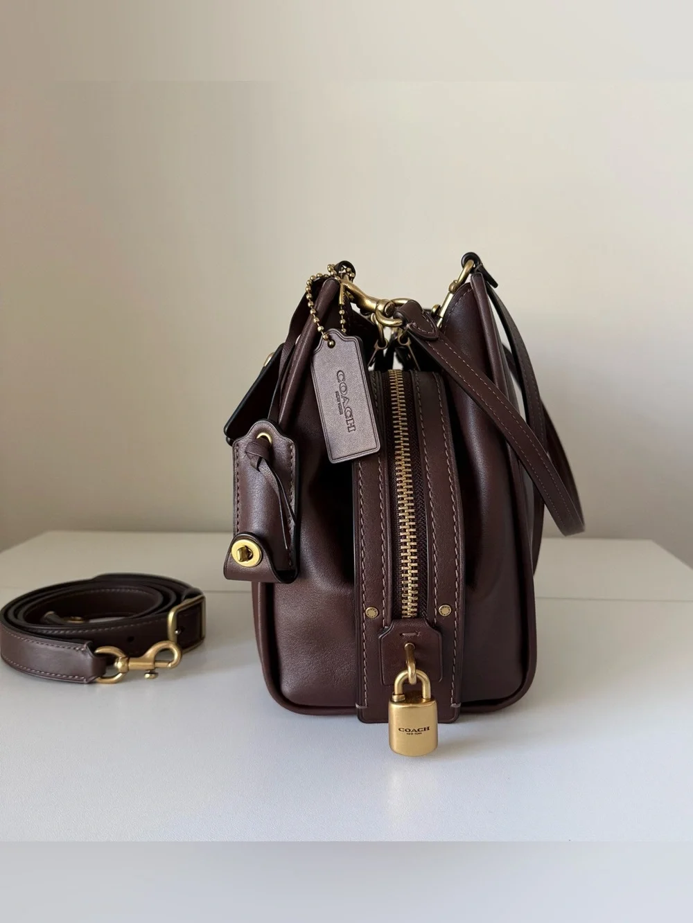 Coach Rogue 31 Leather Satchel in Maple - Picture 4 of 9